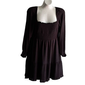 Abercrombie & Fitch Black Babydoll Mini Dress with Bishop Sleeves and pockets.